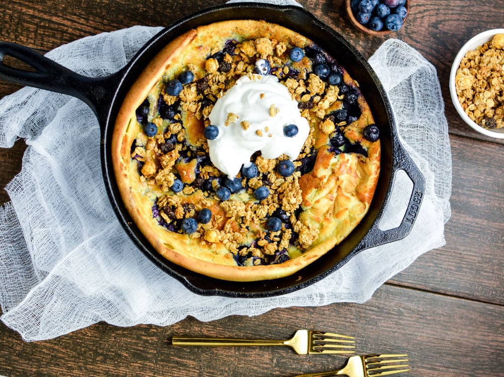 Weekly Family Meal Plan - Buttermilk blueberry dutch baby pancake with lemon crema