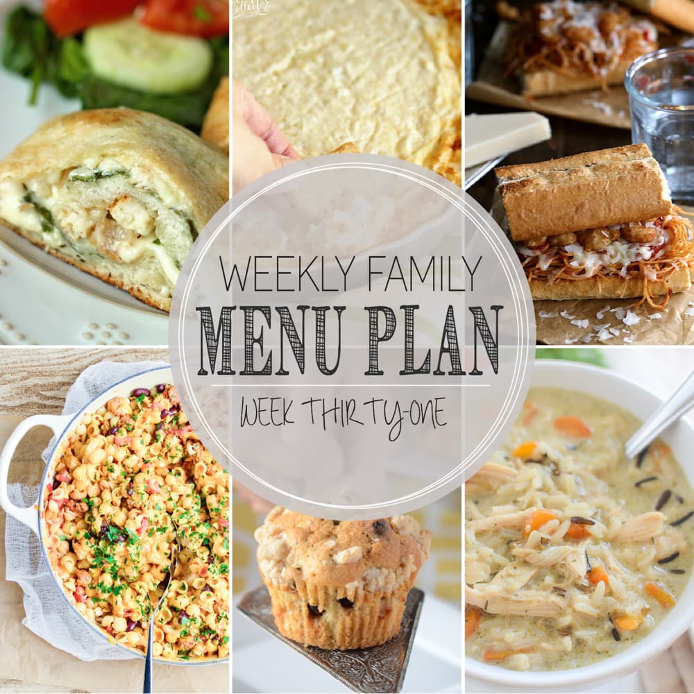 Weekly Family Meal Plan - Includes four weeknight meals, a soup, a breakfast, a dessert, and a snack idea!!
