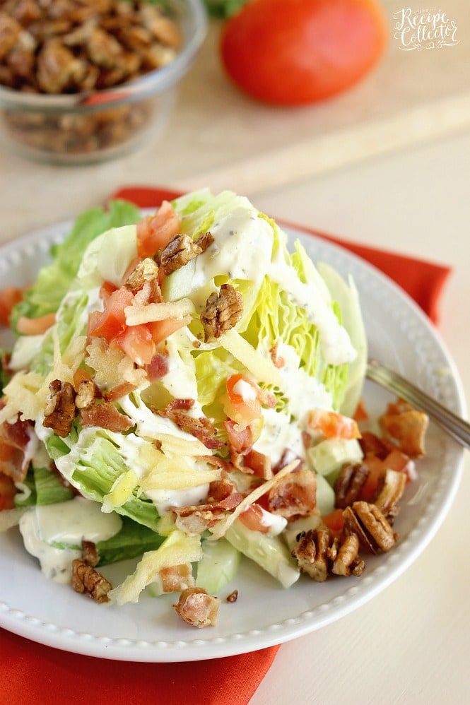 Candied Pecan & Apple Wedge Salad - An easy salad side idea with the perfect combination of sweet and salty flavors.