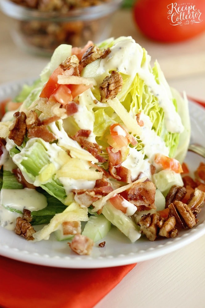 Candied Pecan & Apple Wedge Salad - An easy salad side idea with the perfect combination of sweet and salty flavors.