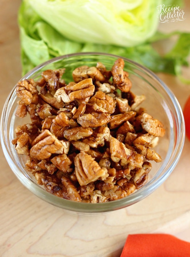 Candied Pecan & Apple Wedge Salad - An easy salad side idea with the perfect combination of sweet and salty flavors.