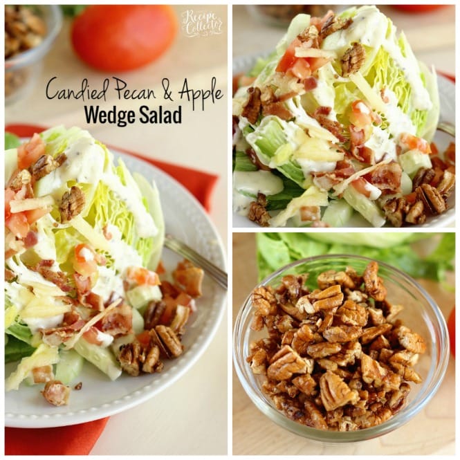 Candied Pecan & Apple Wedge Salad - An easy salad side idea with the perfect combination of sweet and salty flavors.