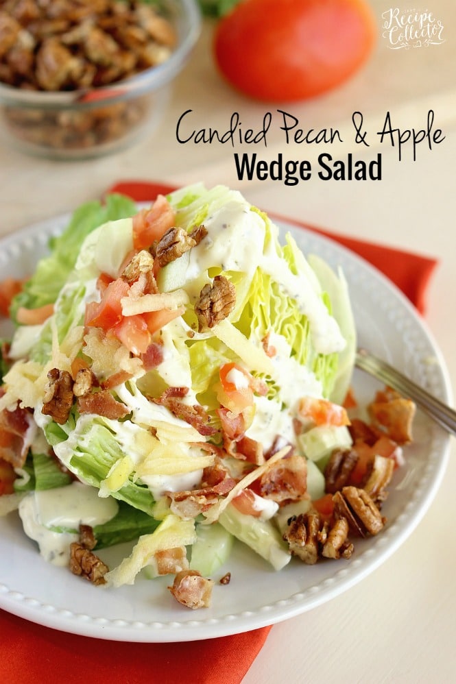 Candied Pecan & Apple Wedge Salad - An easy salad side idea with the perfect combination of sweet and salty flavors.