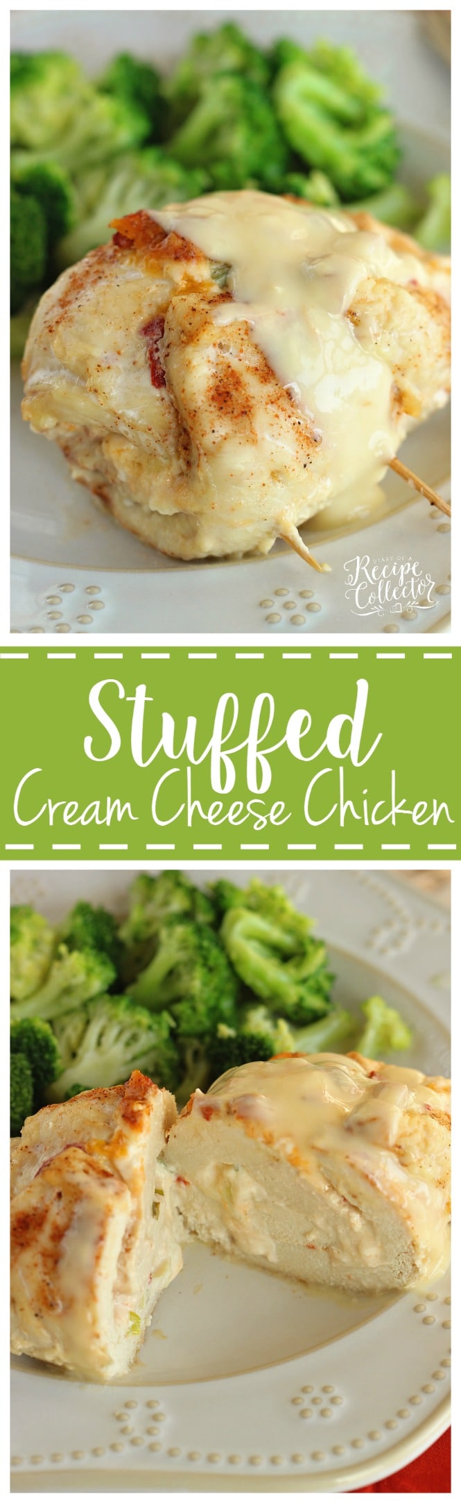 Stuffed Cream Cheese Chicken - Chicken breasts filled and rolled up with a delicious cream cheese spread and baked in the oven. They are such a nice change from the usual chicken dinner!