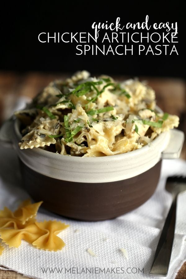 Weekly Family Meal Plan - Quick and Easy Chicken Artichoke and Spinach Pasta