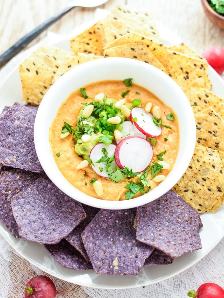 Weekly Family Meal Plan -Creamy Sriracha Hummus with Simple Guacamole