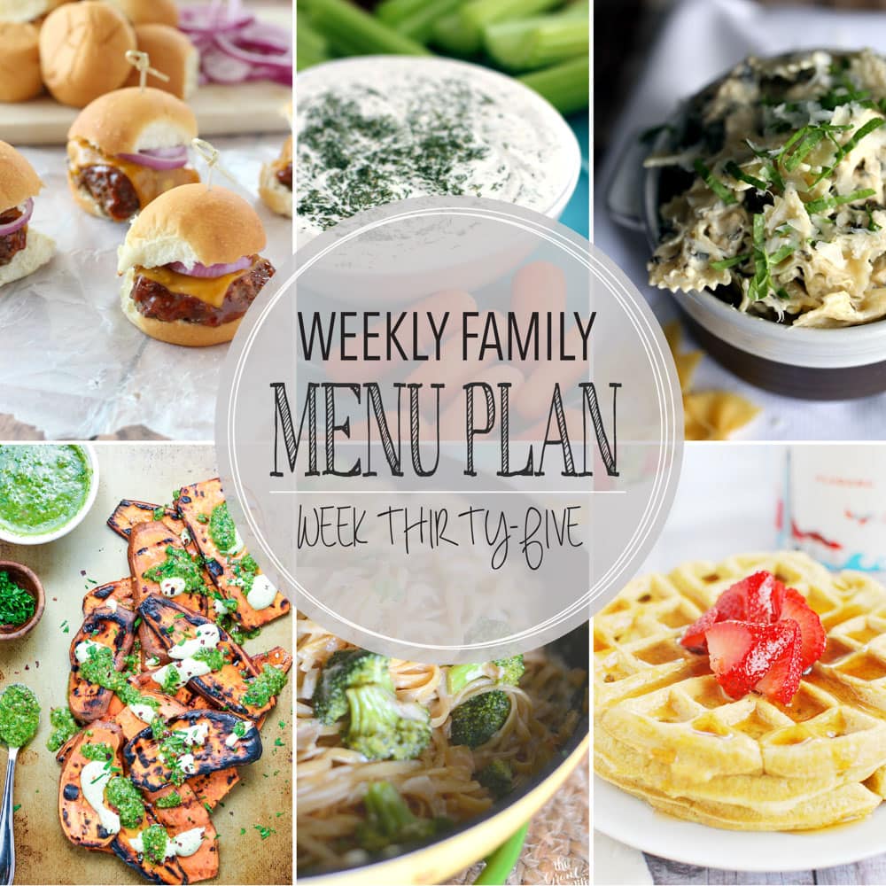 Weekly Family Meal Plan - Includes four weeknight meals, a side dish, a breakfast, a dessert, and a snack idea!!