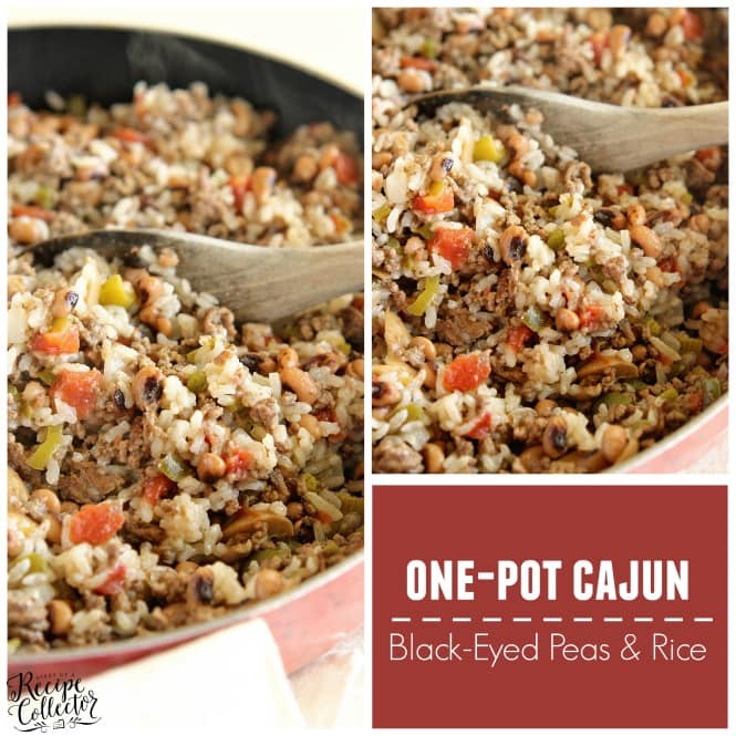 One-Pot Cajun Black-Eyed Peas & Rice - A delicious easy one pot super packed full of Cajun flavor and filled with ground beef, black-eyed peas, diced tomatoes, and rice.