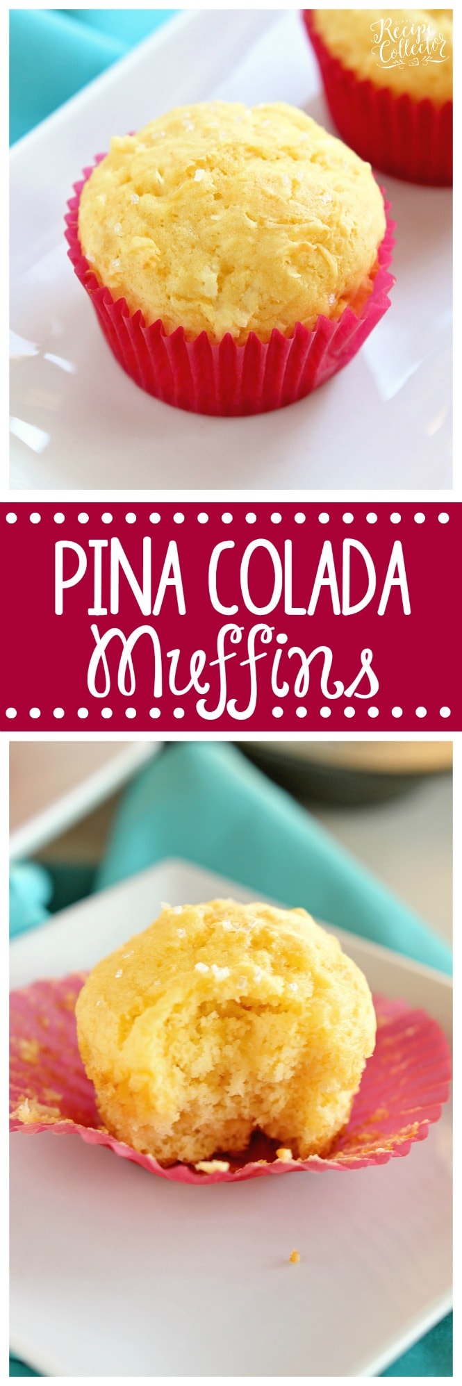 Pina Colada Muffins - These super EASY and delicious muffins filled with pineapple and coconut only require 5 ingredients!