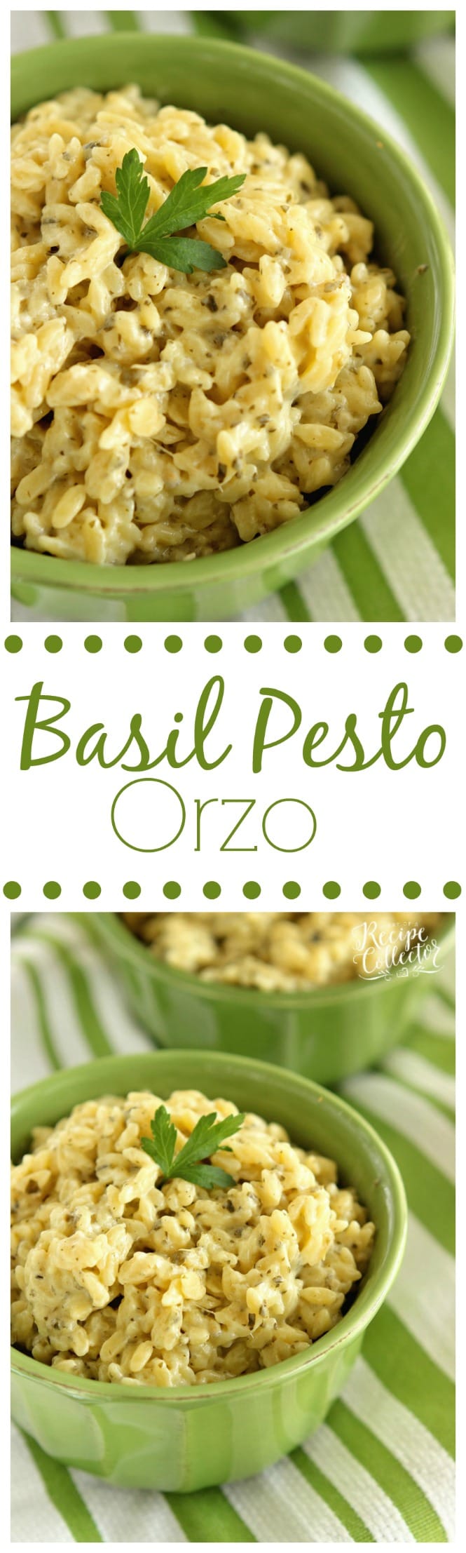 Basil Pesto Orzo - A quick and easy side dish made with only 4 ingredients! Plus it can be made gluten free too!