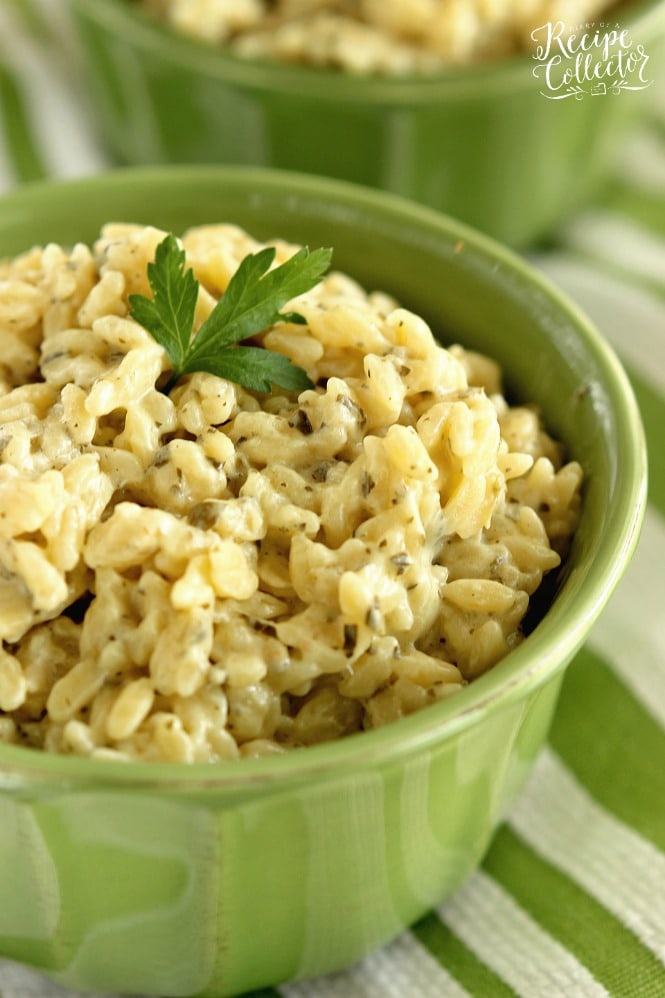 Basil Pesto Orzo - A quick and easy side dish made with only 4 ingredients! Plus it can be made gluten free too!