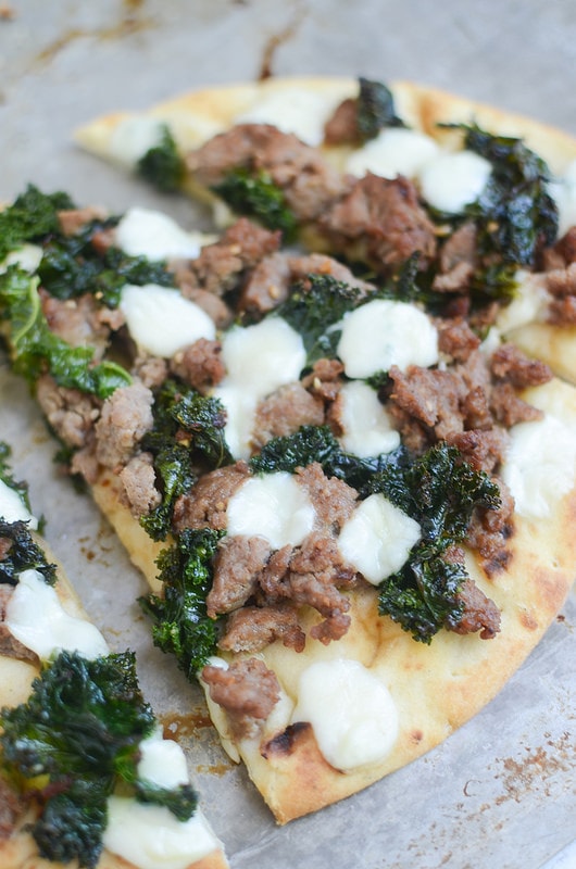 Sausage Kale Naan Pizza