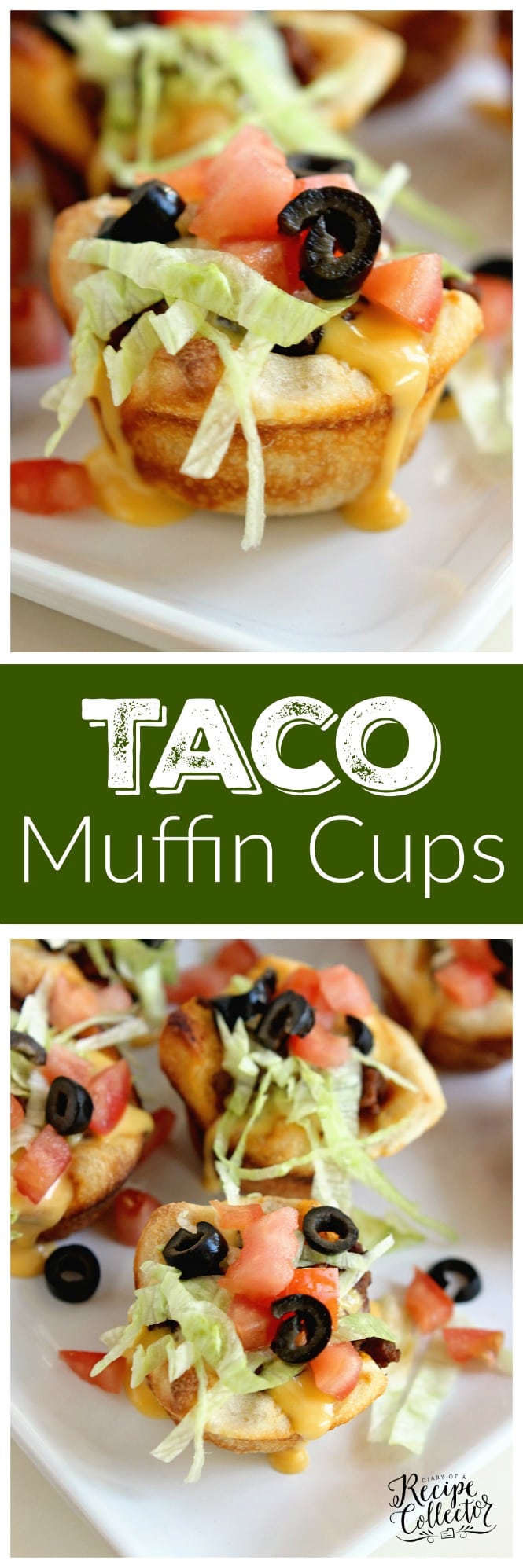 Taco Muffin Cups Recipe - These little muffins made with pizza dough and filled with ground beef and taco fixings make a perfect easy weeknight dinner idea!