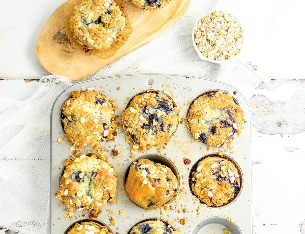 Blueberry Sour Cream Oat Muffins