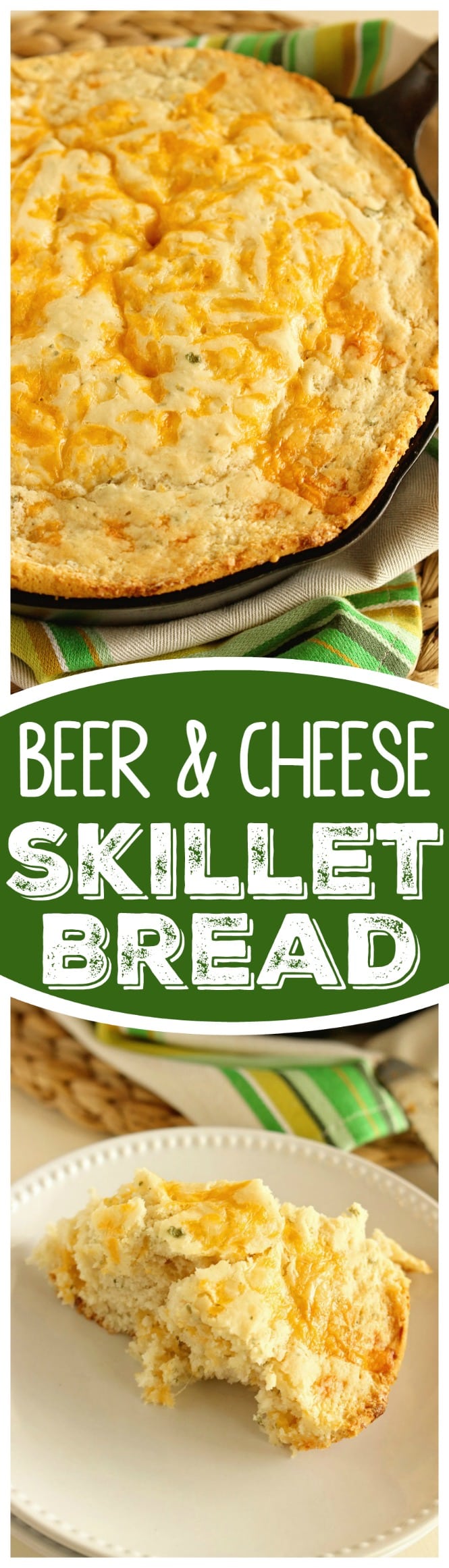 This Beer & Cheese Skillet Bread recipe is super easy and delicious!  Plus it requires minimal ingredients!