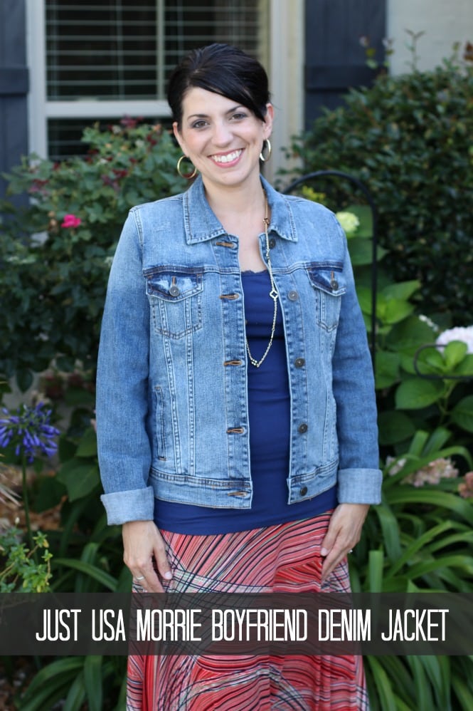 Stitch Fix Styles - Renee C Kira Printed Maxi Skirt with Just USA Morrie Boyfriend Denim Jacket