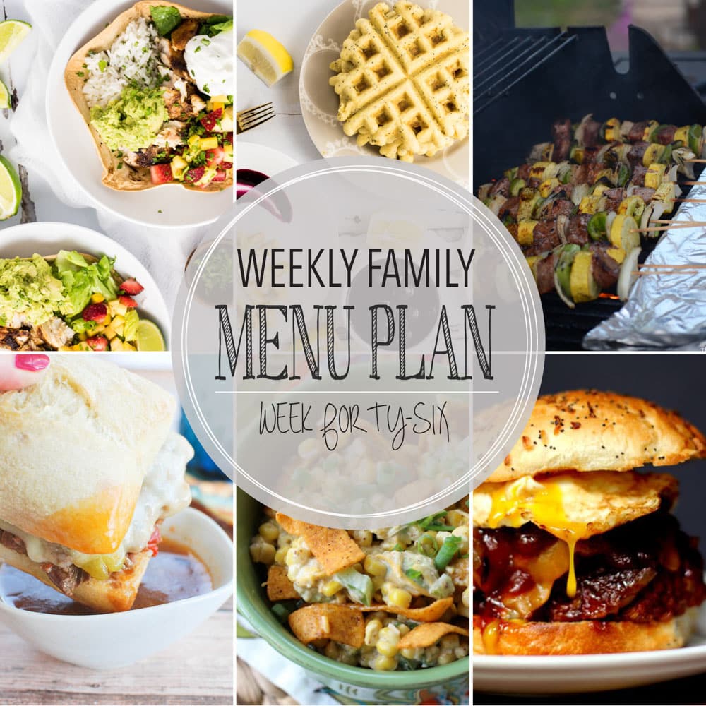 Weekly Family Meal Plan - Includes four weeknight meals, a side dish, a breakfast, a dessert, and a snack idea!!