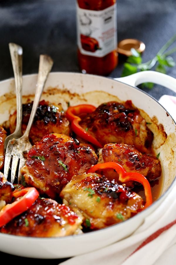 Weekly Family Meal Plan - Roasted Red Pepper Chicken Thighs