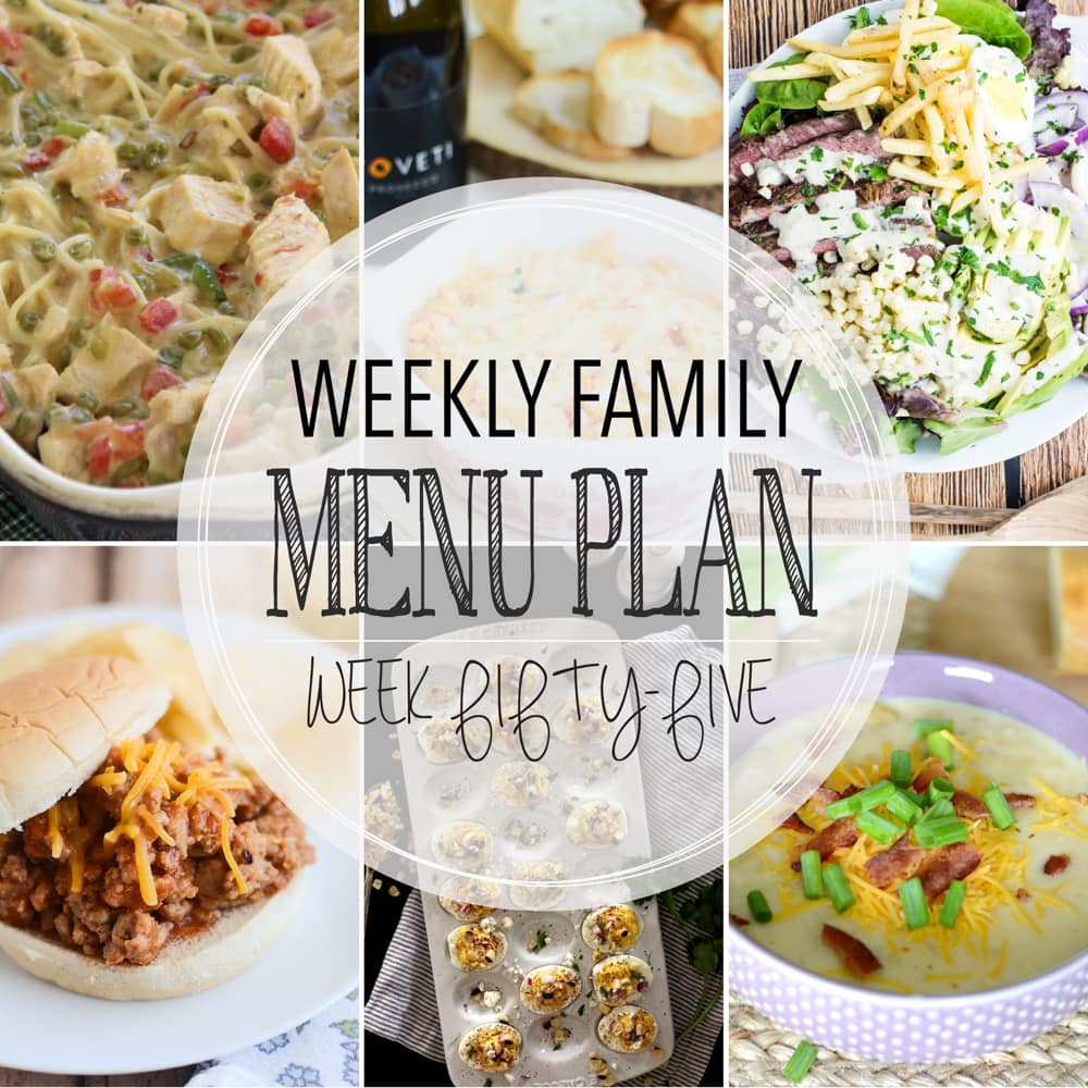 Weekly Family Meal Plan - Includes four weeknight meals, a side dish, a breakfast, a dessert, and a snack idea!!