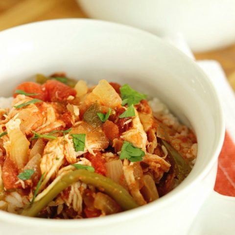 Crock Pot Chicken Cacciatore is a perfect slow cooker meal for a quick and easy weeknight dinner! Filled with tender shredded chicken, tomatoes, peppers, and onions.