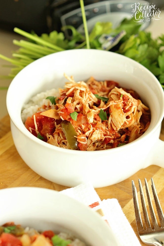 Crock Pot Chicken Cacciatore is a perfect slow cooker meal for a quick and easy weeknight dinner! Filled with tender shredded chicken, tomatoes, peppers, and onions.