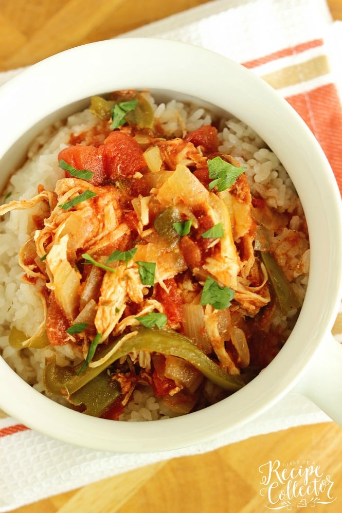 Crock Pot Chicken Cacciatore is a perfect slow cooker meal for a quick and easy weeknight dinner! Filled with tender shredded chicken, tomatoes, peppers, and onions.