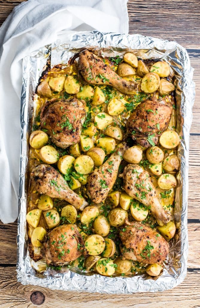 Weekly Family Meal Plan - Spicy Garlic Chicken Sheet Pan Dinner