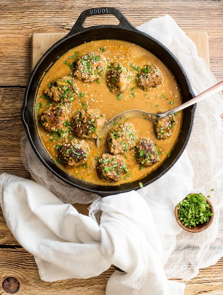 Weekly Family Meal Plan - One Pan Turkey Zucchini Meatballs in Bangkok Peanut Sauce