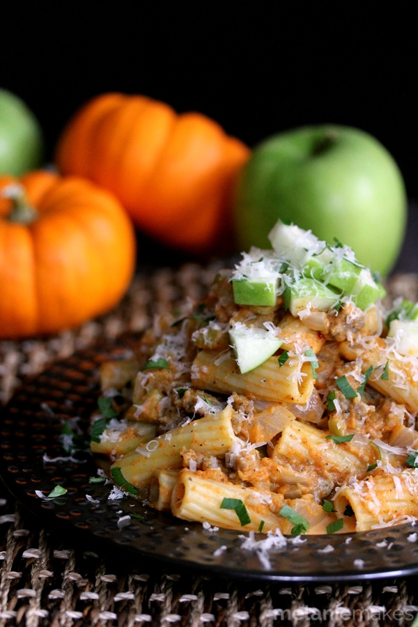 Pumpkin Pasta with Sausage and Apples