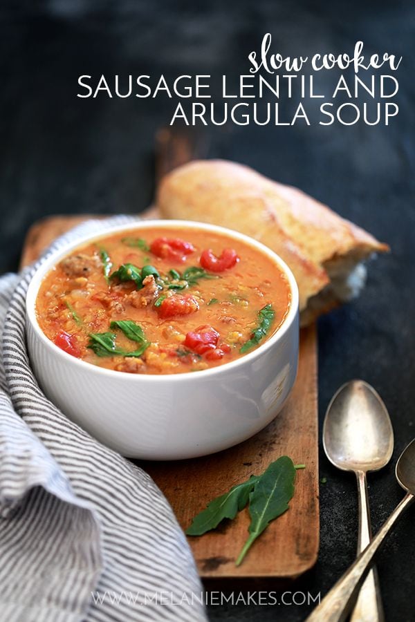Weekly Family Meal Plan - Slow Cooker Sausage, Arugula, & Lentil Soup