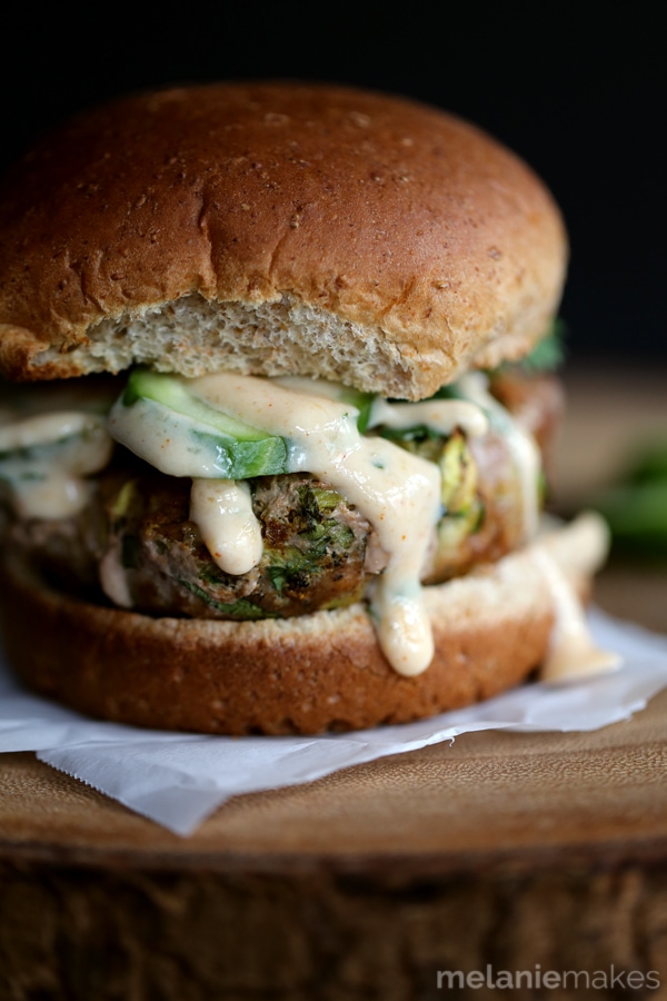 Turkey Tikka Burger with Mango Chutney Yogurt Sauce