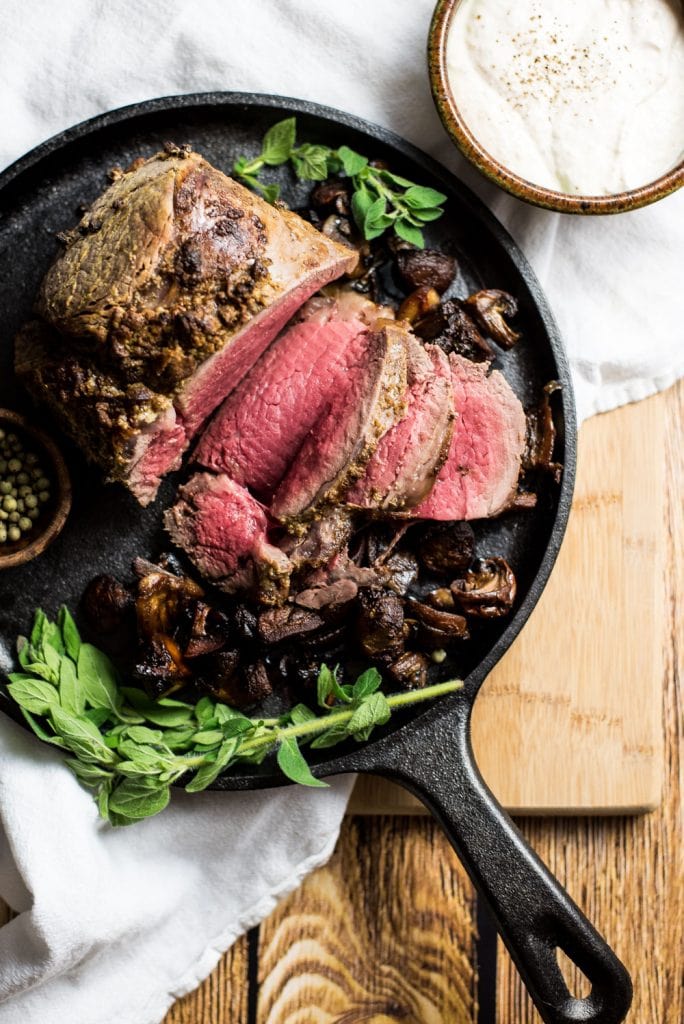 Roasted Beef Tenderloin with Beer Horseradish & Pilsner Mushrooms