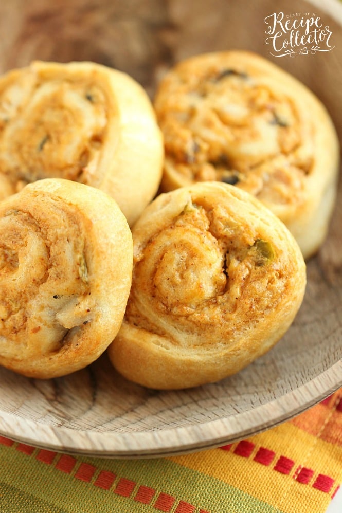 Crescent Chicken Taco Pinwheels - An easy appetizer recipe filled with diced chicken, cream cheese, taco seasoning, and green chiles. It's perfect for when you need a quick snack or dinner idea too!