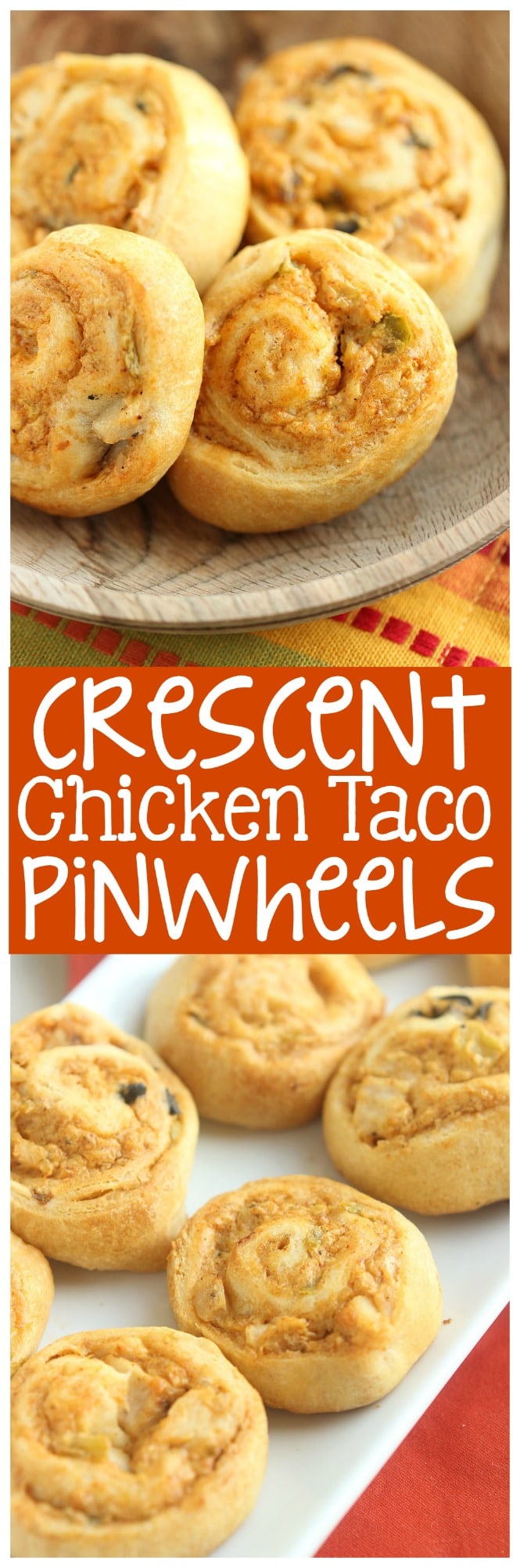 Crescent Chicken Taco Pinwheels - An easy appetizer recipe filled with diced chicken, cream cheese, taco seasoning, and green chiles. It's perfect for when you need a quick snack or dinner idea too!