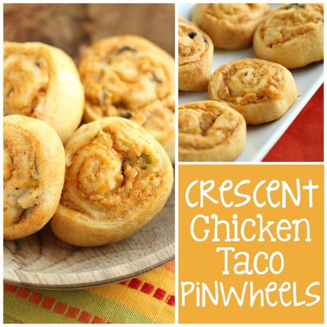 Crescent Chicken Taco Pinwheels - An easy appetizer recipe filled with diced chicken, cream cheese, taco seasoning, and green chiles. It's perfect for when you need a quick snack or dinner idea too!