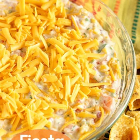 Fiesta Corn Dip - This corn dip version has that spicy-sweet kick with the help of pepper jelly, whipped cream cheese, and pico de gallo! It's a great make ahead dip recipe idea too!