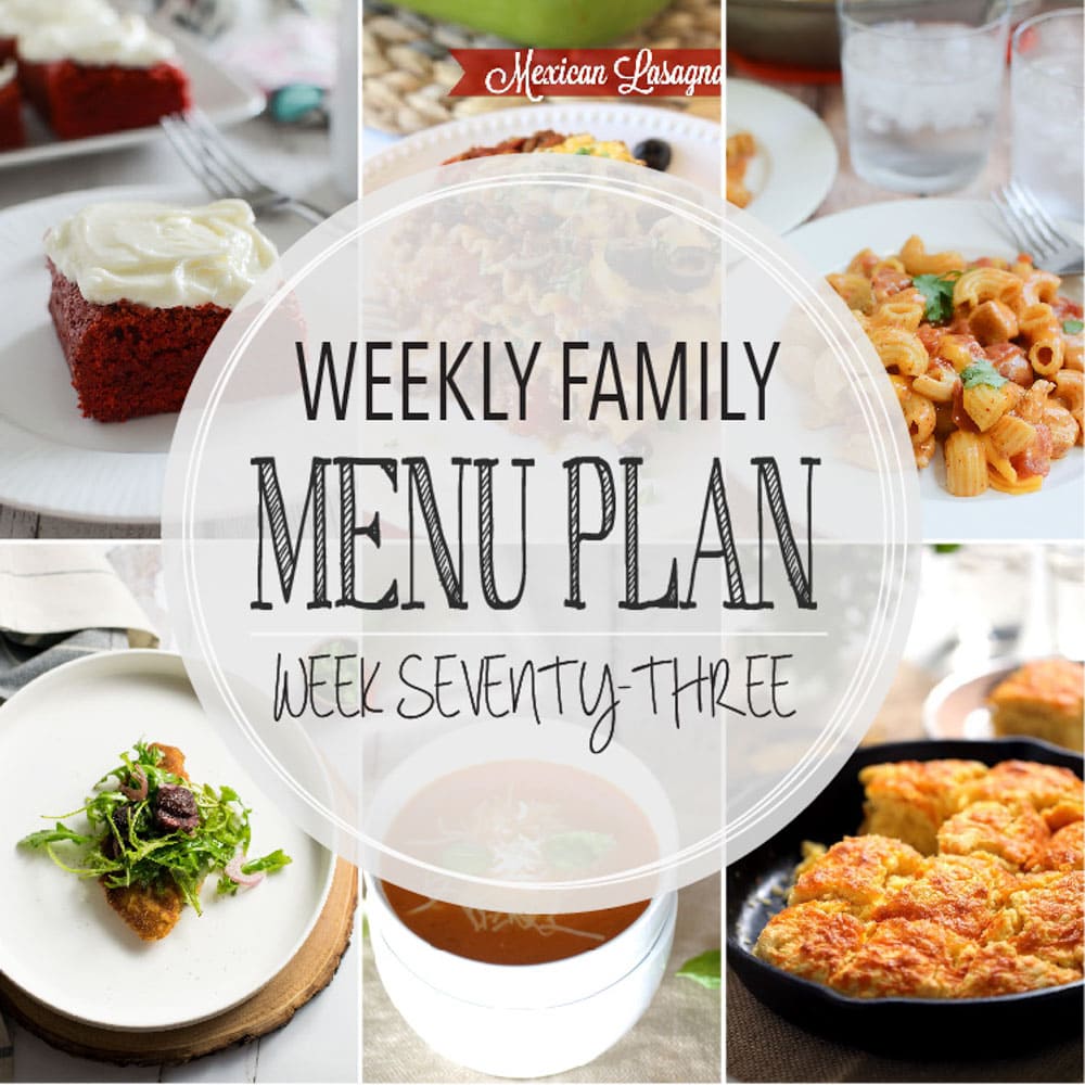 Weekly Family Meal Plan- Featuring several main dishes, a side dish, a soup, a breakfast, and two desserts!