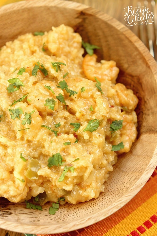 Mexican Rice-Cooker Shrimp & Rice - An easy, cheesy shrimp and rice packed with fabulous flavor! It's a perfect comforting weeknight meal!