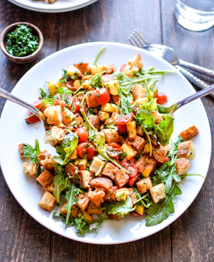 Roasted Peach Panzanella Salad