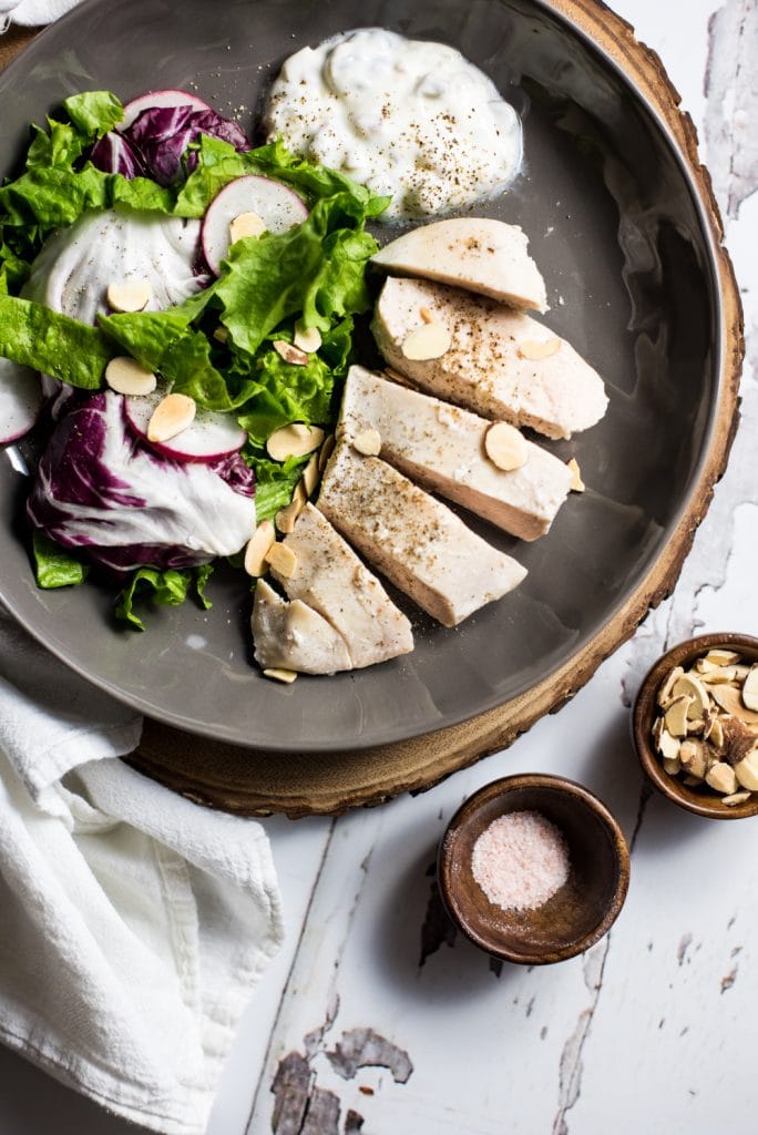 Buttermilk-Poached Chicken with Dressed Greens