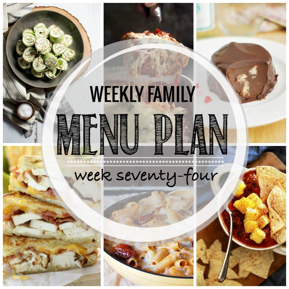 Weekly Family Meal Plan- Featuring several main dishes, a side dish, a soup, a breakfast, and two desserts!