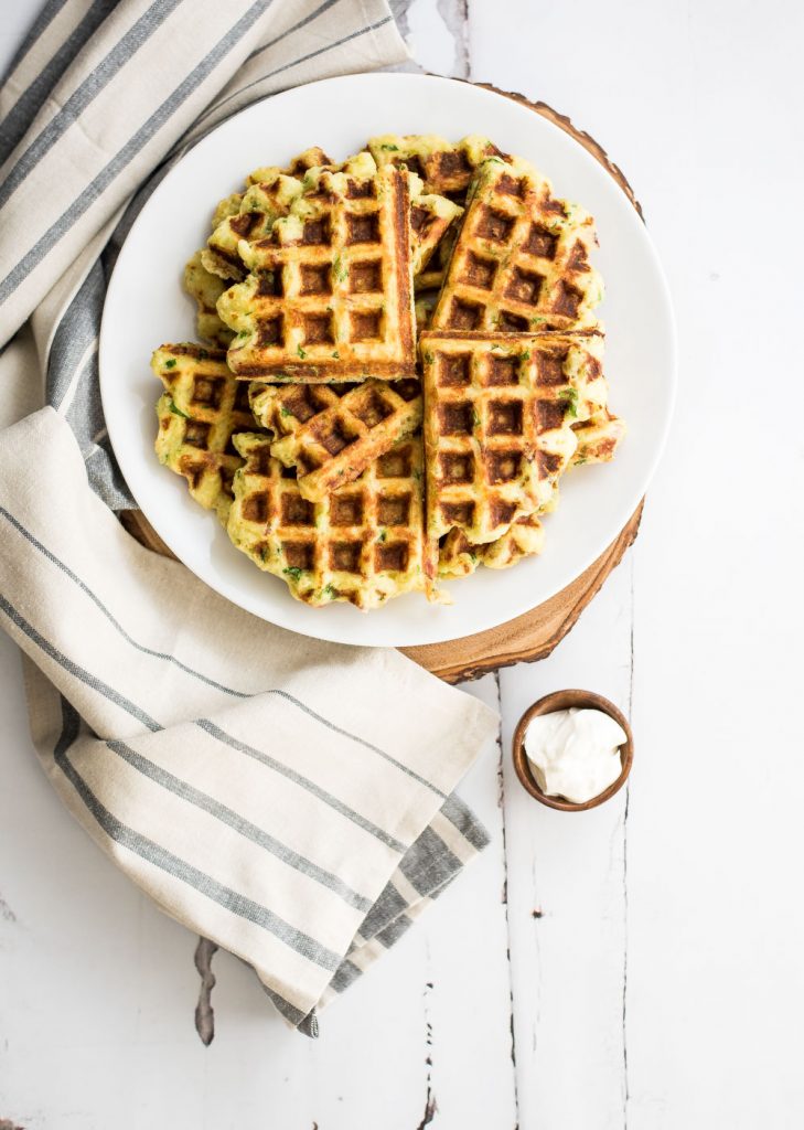 Goat Cheese and Spinach Mashed Potato Waffles