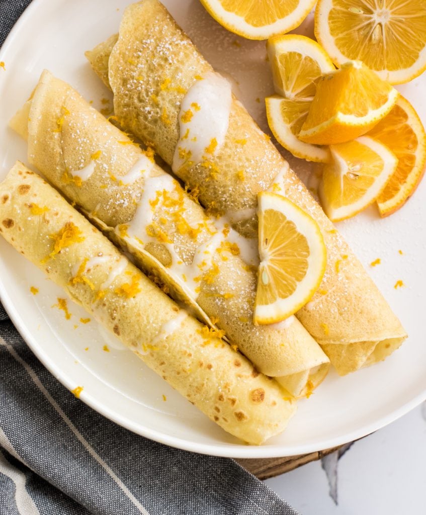 Citrus Lavender Crepes with Amaretto Infused Greek Yogurt