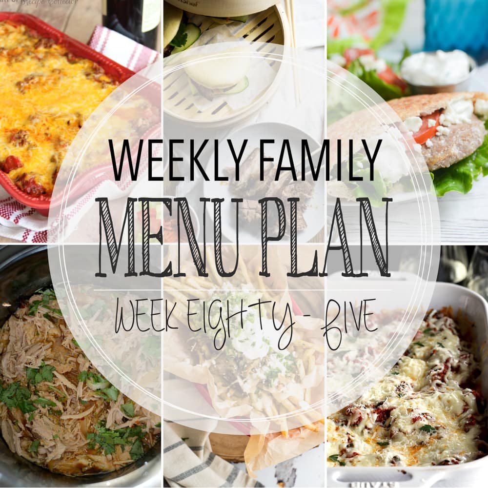 Weekly Family Meal Plan- Featuring several main dishes, a side dish, a soup, a breakfast, and two desserts!