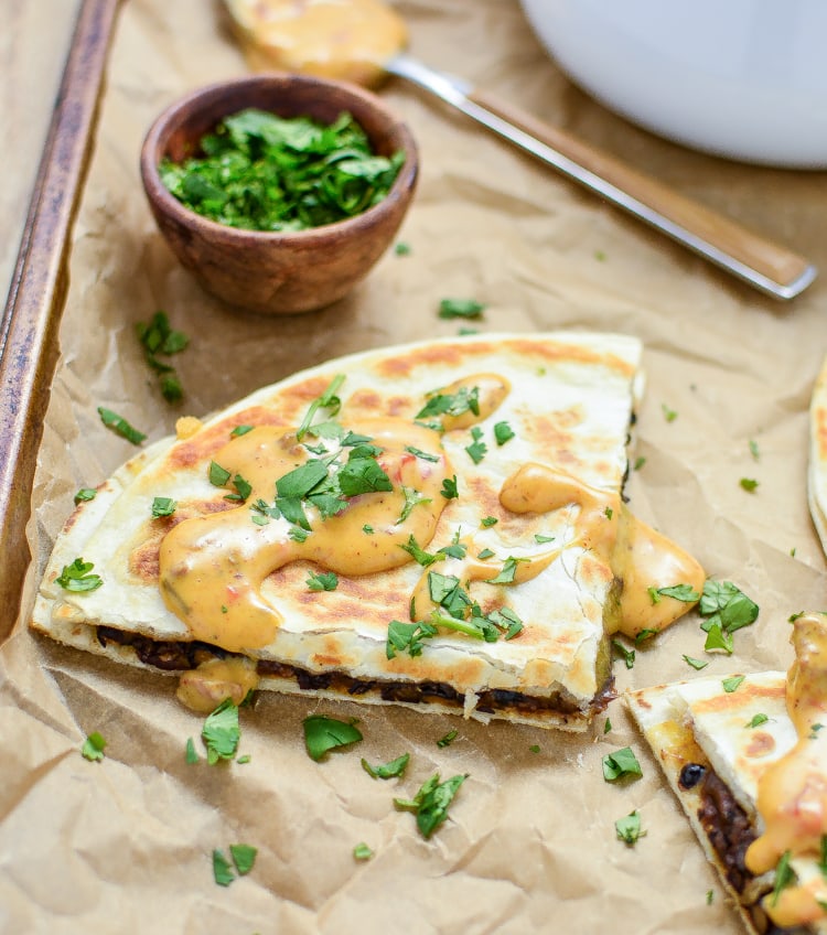 Bean and Cheese Quesadillas with Beef Queso