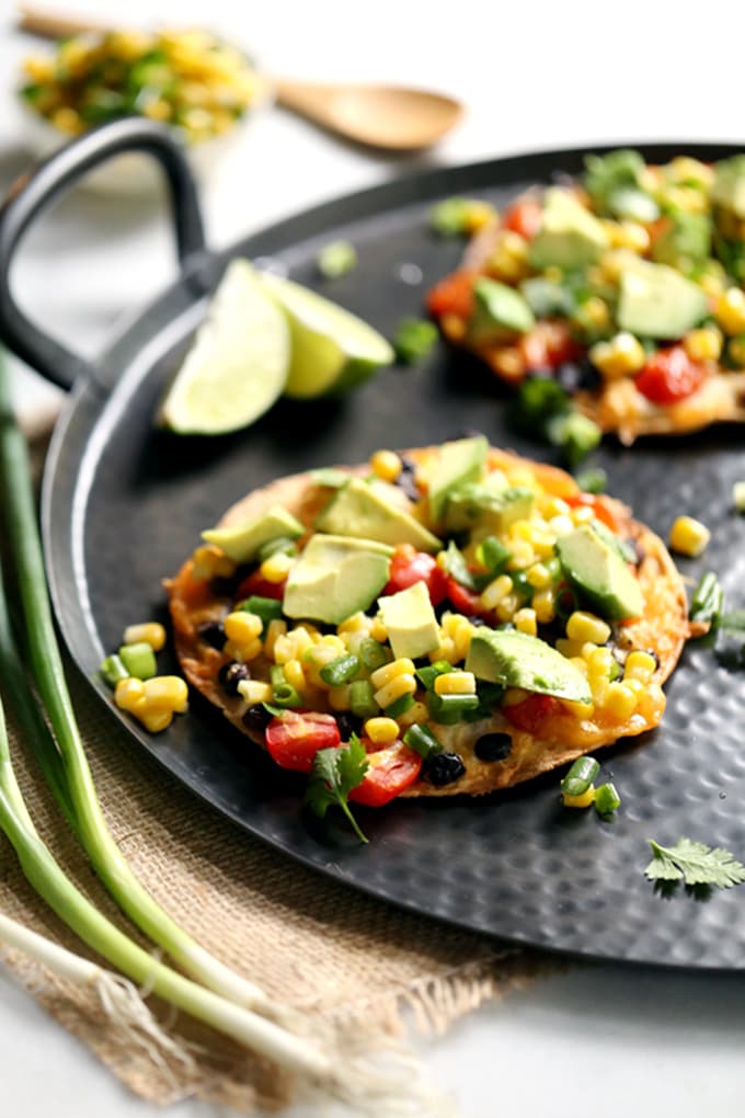 Black Bean Tostados with Corn Relish