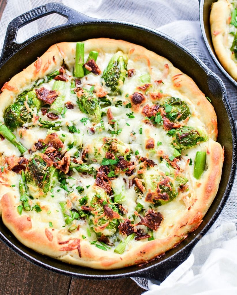 Spring Vegetable White Skillet Pizza