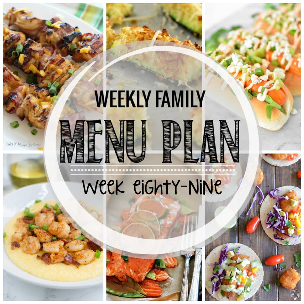 Weekly Family Meal Plan- Featuring several main dishes, a side dish, a soup, a breakfast, and two desserts!