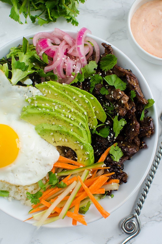 Korean Beef Cauliflower Rice Bowls