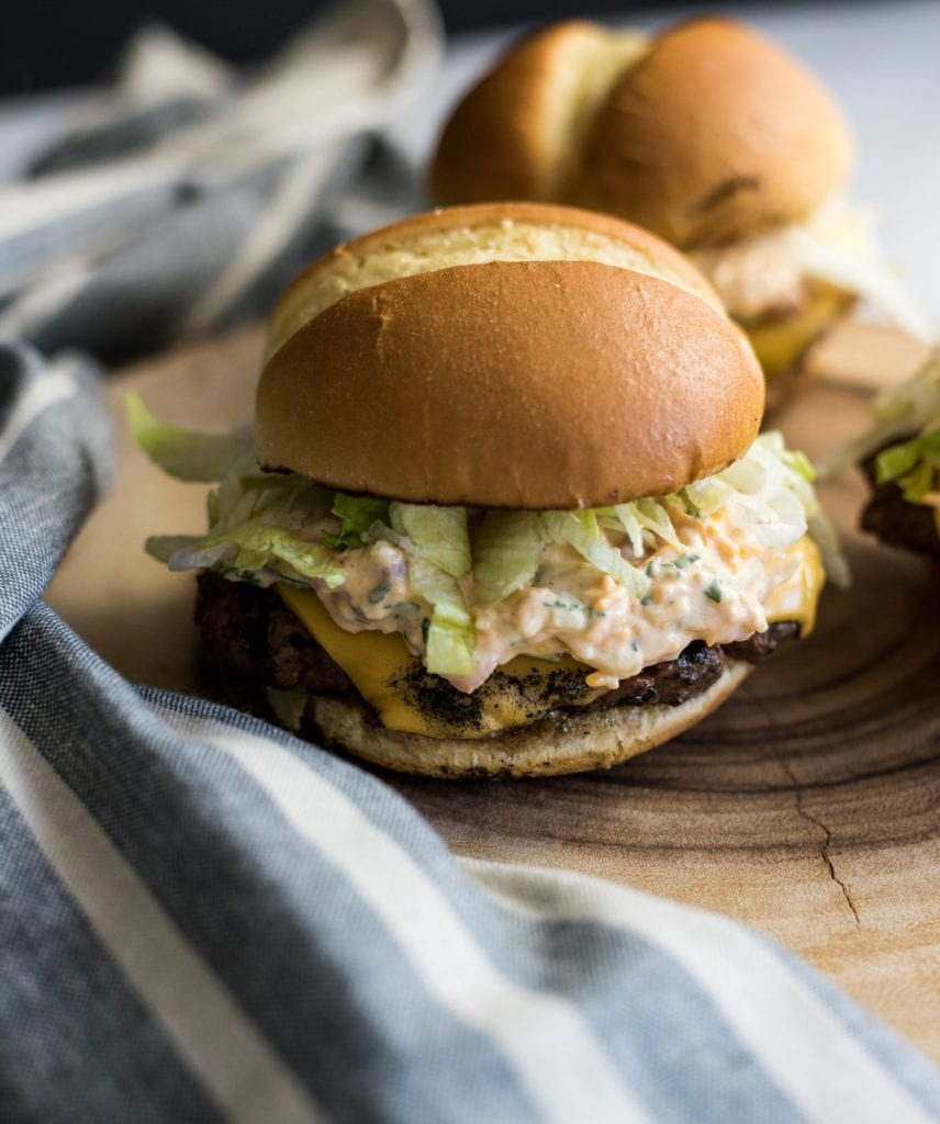 Thin and Stacked Pimento Cheese Burgers